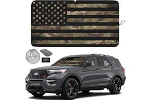 Autoamerics 1-Piece Windshield Sun Shade Dark Camo American Flag USA Design - Foldable Car Front Window Sunshade for Most Sedans SUV Truck - Blocks Max UV Rays and Keeps Your Vehicle Cool - Medium