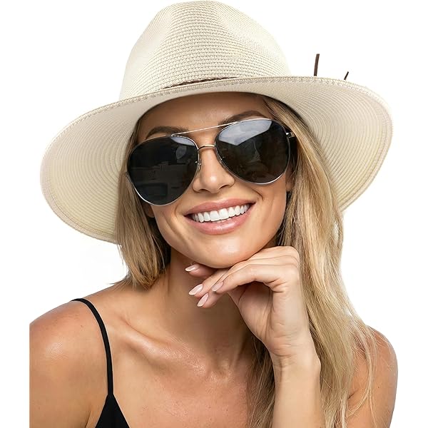Wide Brim Straw Fedora Panama Hat UPF Sun Protection Foldable Summer Beach Summer Beach Sun Hat Women main image 2