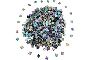 YUUDAR 500g/1.1LB Iridescent Glass Mosaic Tile Pieces,2/5 inch Easy Cut for DIY Stained Glass Tiles Mosaic Making Supplies (IC45-1E)