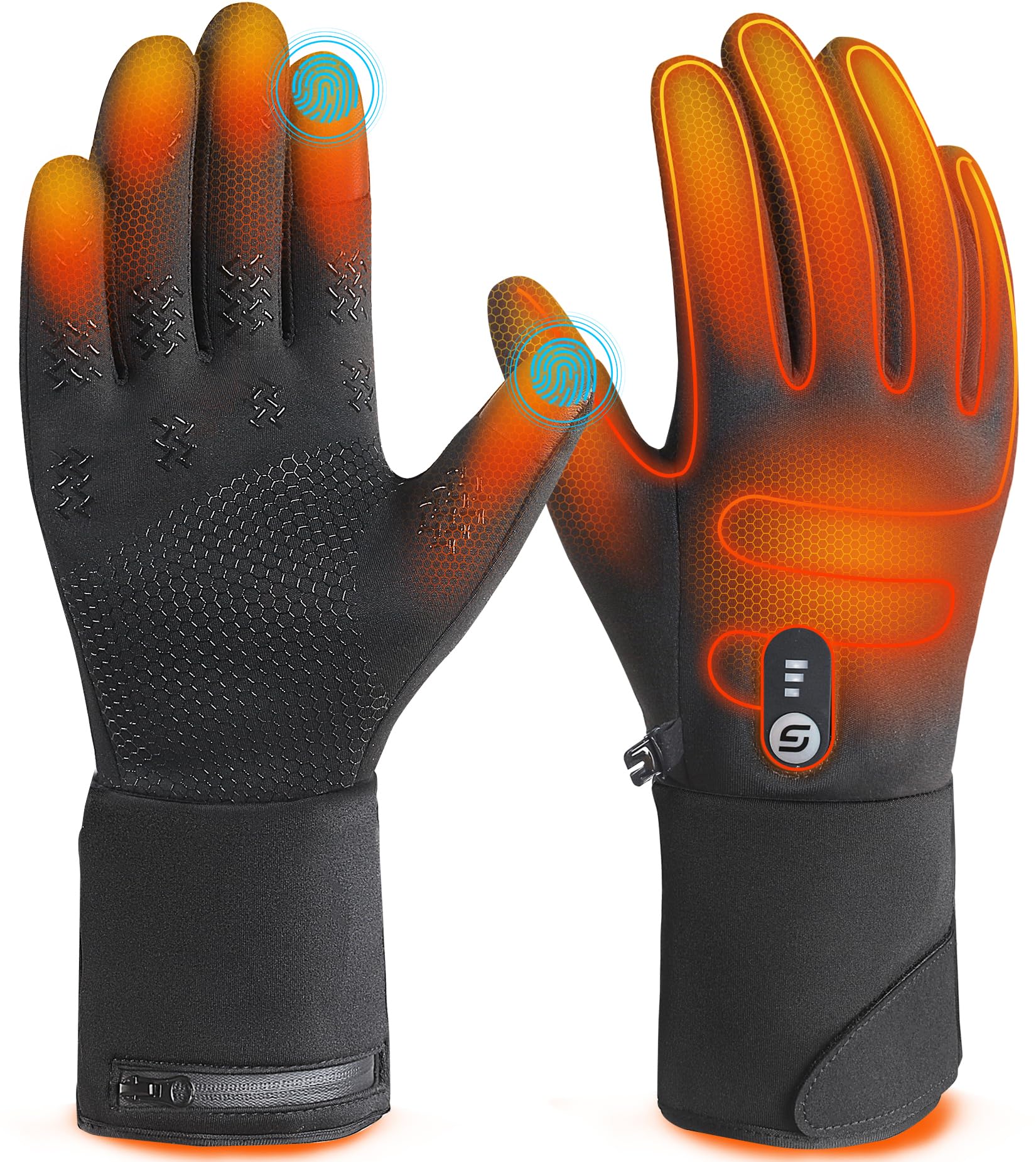 Photo 1 of Heated Gloves for Men Women with 7.4V 3000mAh Rechargeable Battery,Soft Heated Gloves with Touch Screen and Light-Off Design