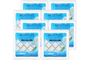 Zarpax Moisture Absorber Sachets Fresh Cotton 1.4 oz/40g - Remove Excess Moisture In Air & Odor - Desiccant Dehumidifier for Closet, Drawer, Safe, Storage - Dampness & Humidity Control - Set of 8