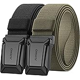 JUKMO Stretch Tactical Belt for Men,2 Pack Military Work Rigger Hiking 1.5" Elastic Nylon Web Quick Release Belt in Gift Box
