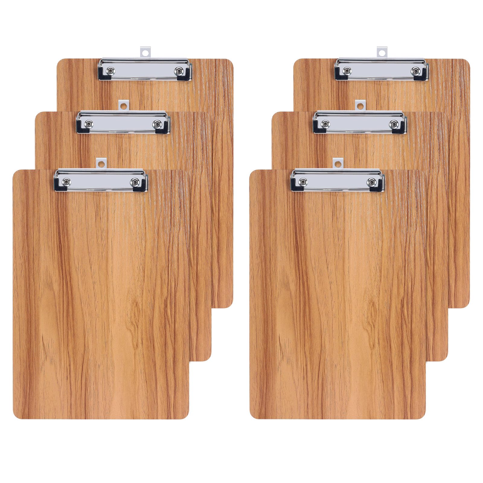 GUOKOFF A5 Clipboard, 6 Pack Wooden Clipboards with Hanging Hole, Clipboard Hardboard Paper Holder Writing Board, Quality Memo File Clip Board Wooden Clip Hardboard