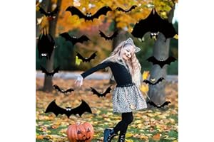 GuassLee 20pcs Halloween Bats Decoration Outdoor Clearance - Halloween Hanging Bat Decor Outdoor with Glow in The Dark Halloween Eye Stickers for Halloween Party Supplies Tree Yard Porch Outdoor Decor