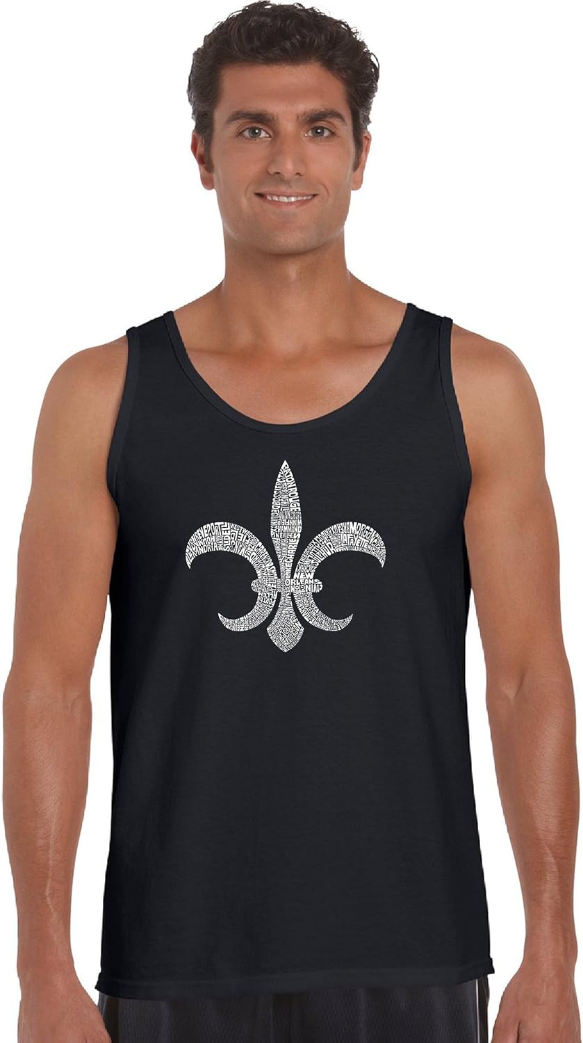 Men's Word Art Tank Top - Fleur DE LIS - Popular Louisiana Cities- LA Pop Art