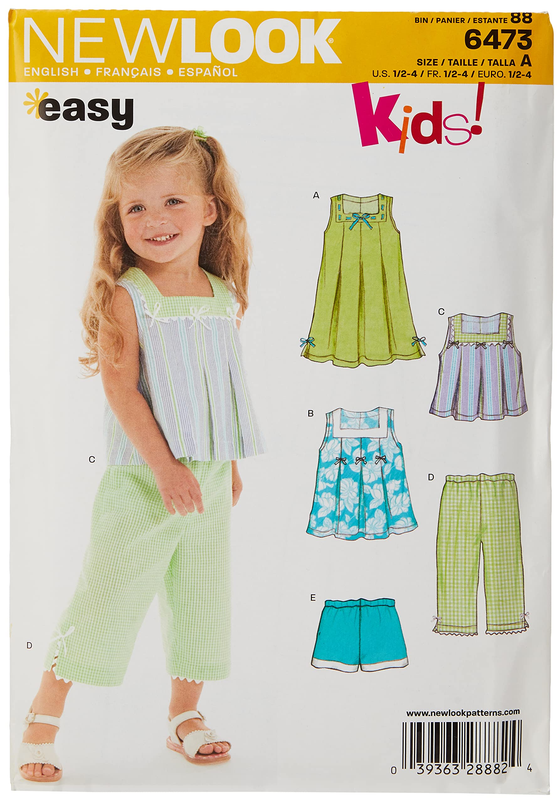 New Look Sewing Pattern 6473: Toddler Separates, Size A, White, A (1/2-1-2-3-4) U06473A