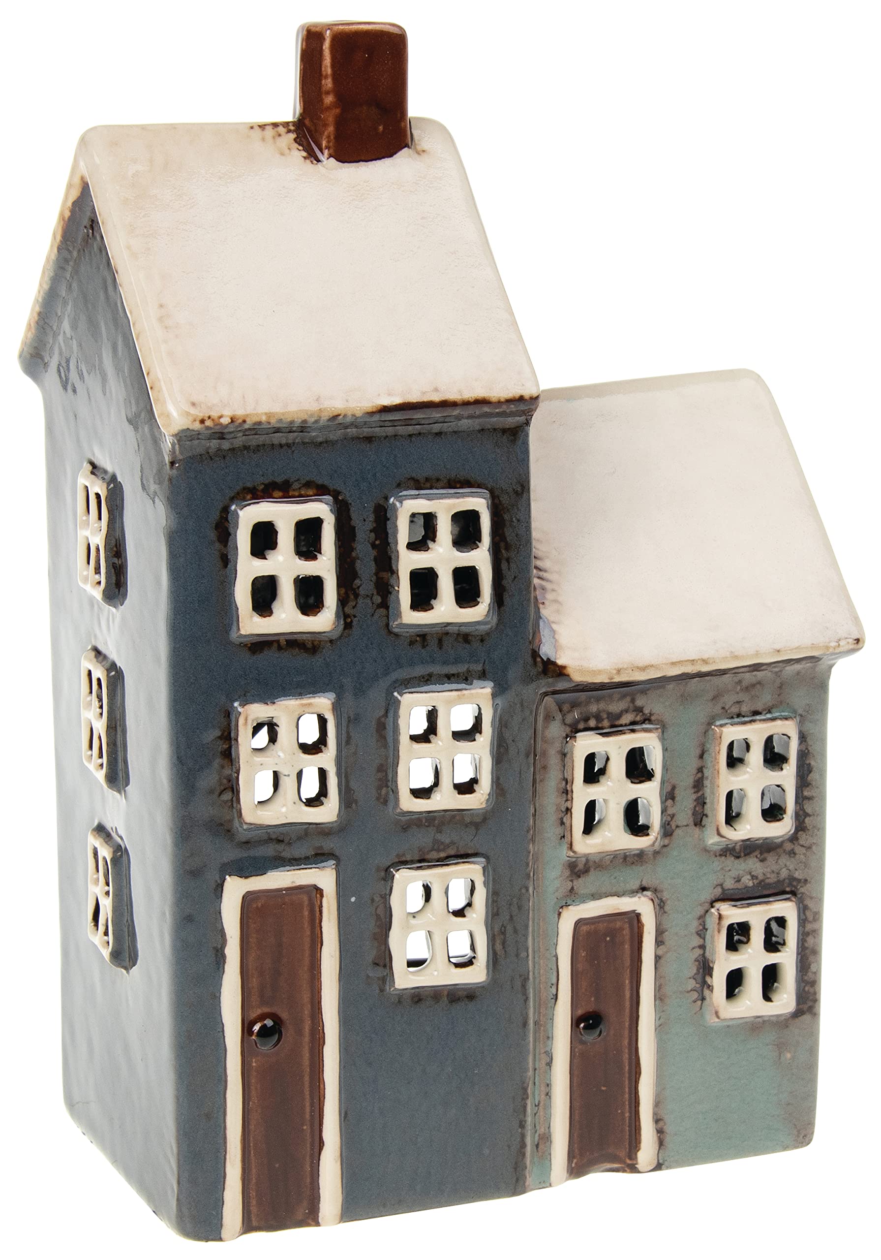 Village Pottery Grey/Navy 2 House Tealight