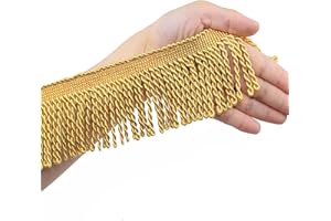 BEL AVENIR Bullion Fringe Trim Curtain Fringes 10 Yard x 2.5 Inches Sewing Fabric Trims DIY Decoration for Curtain Cushions Lampshades Clothes (33# Bright Gold, 5 Yard)