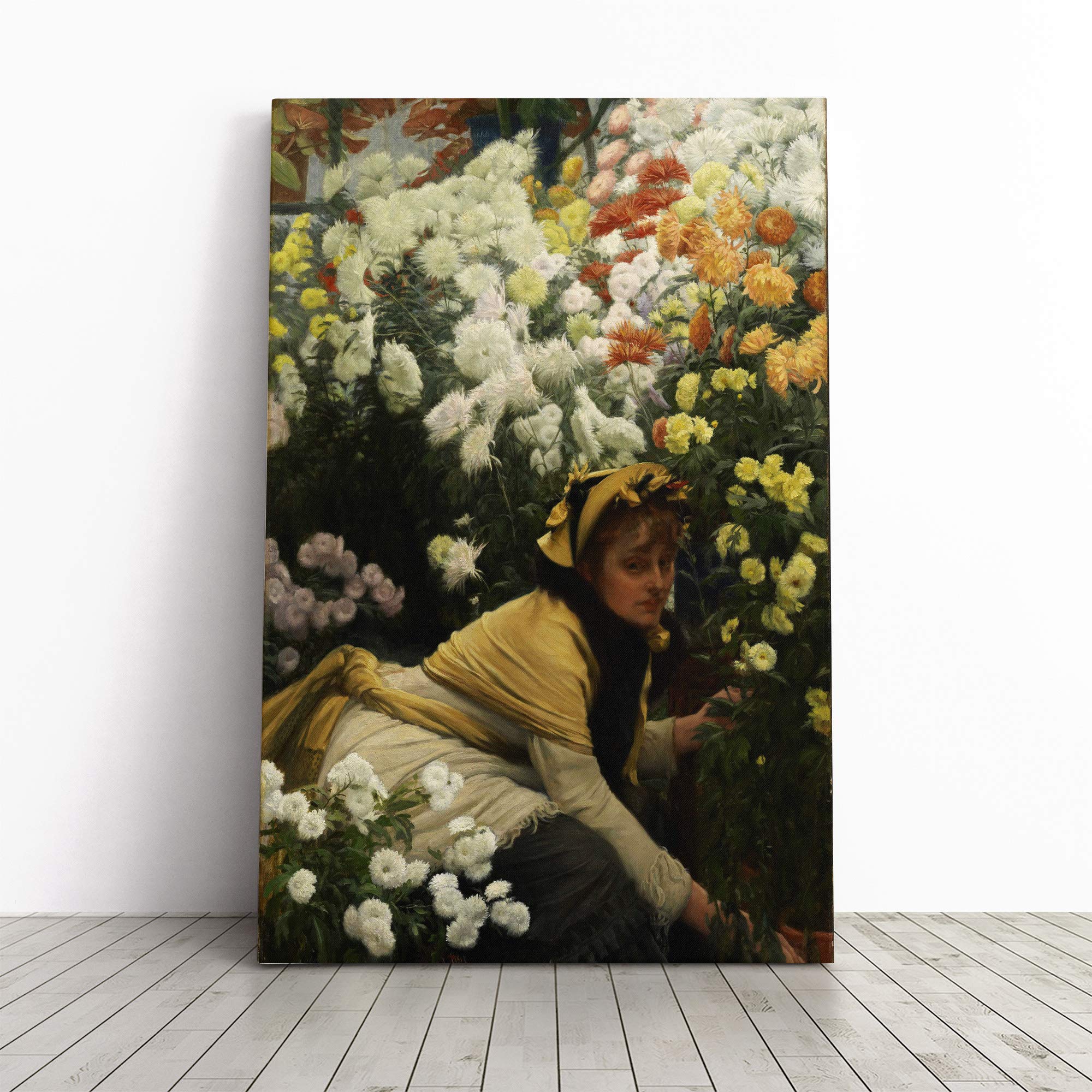 James Tissot Chrysanthemums Canvas Print | Gallery Wrapped 30mm Frame Wall Art | 20x14 inches | Ready to Hang | Modern Picture | Living Room Bedroom Lounge Office