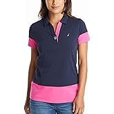 Nautica Womens Toggle Accent Short Sleeve Soft Stretch Cotton Polo Shirt