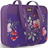 DEHITE Bible Cover Case for Women – Grey Floral Carrying Case – Tote Bags – Book Size 11.8 x 10 x 4.1 in – Premium Fabric