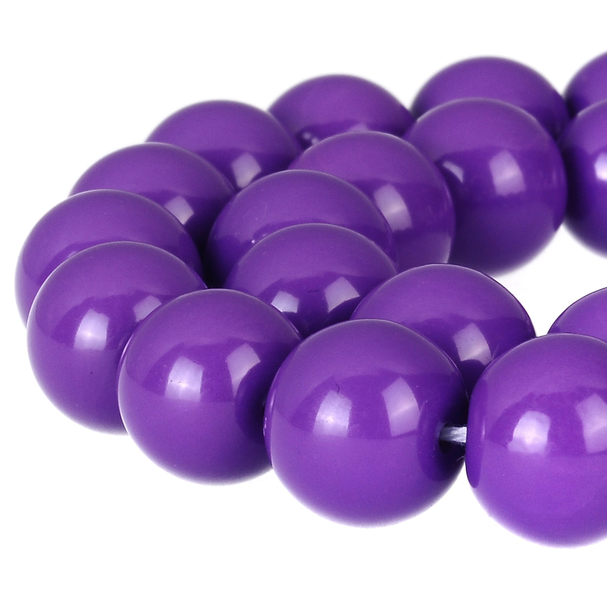 RUBYCA Round Opaque Painted Druk Czech Glass Beads Bulkfor Jewellery Making, Strand, Purple, 10mm