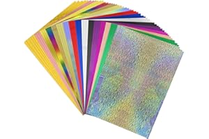 CYFUN DESIGN 50Sheets Reactive Foil Transfer Foil Paper 7.9x11.4inch A4 Hot Foil Paper Rolls for DIY Craft Embossing Scrapbooking Cards Making Stamping Cardstock Heat Transfer Foil by Laser Printer and Laminator