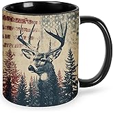 FyLybois Deer Coffee Mug Ceramic Coffee Cup with Handle Microwave Safe for Home or Office Gifts for Women and Men
