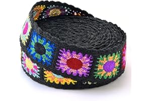 PAXMATE Cotton Webbing, 2 Inch Webbing Crochet Flower Webbing Strap for Bags, Arts and Crafts