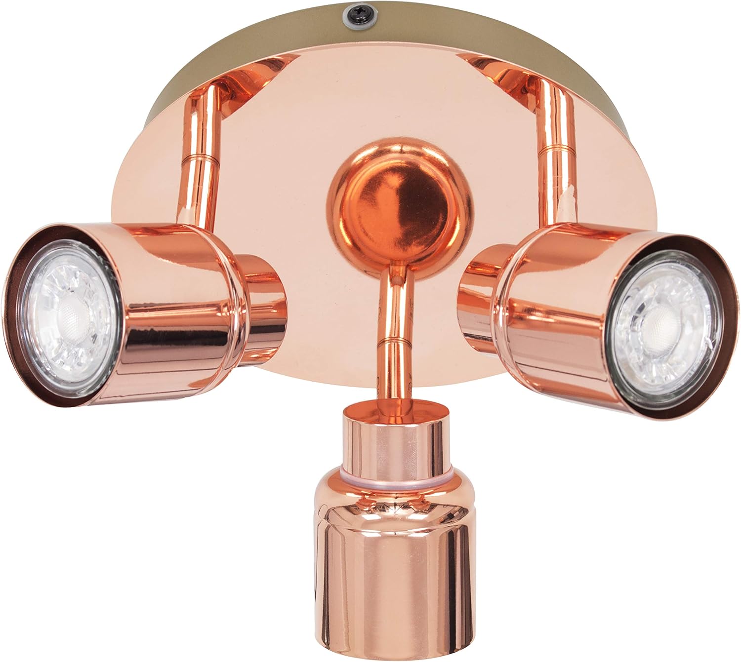 Modern Copper 3 Way Round Plate Bathroom Ceiling Spotlight - IP44 Rated ...