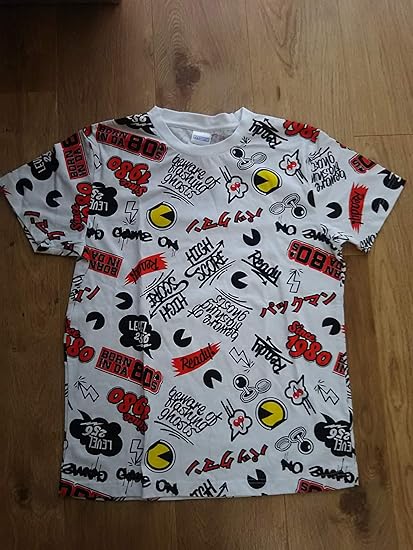 Amazon パックマン 白 Namco ナムコ ｔシャツ ファミコン 任天堂 ゲーム レトロゲーム Pacman Lサイズ Tシャツ カットソー 通販