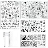 4PCS Large Halloween Nail Stamping Plates with Stamper & Scraper