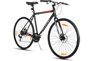 HH HILAND HILAND 700C Road Hybrid Bike, 7 speeds Bikes Urban City Commuter Bicycle with Disc Brake for Men Women Adult Comfortable Bicycle
