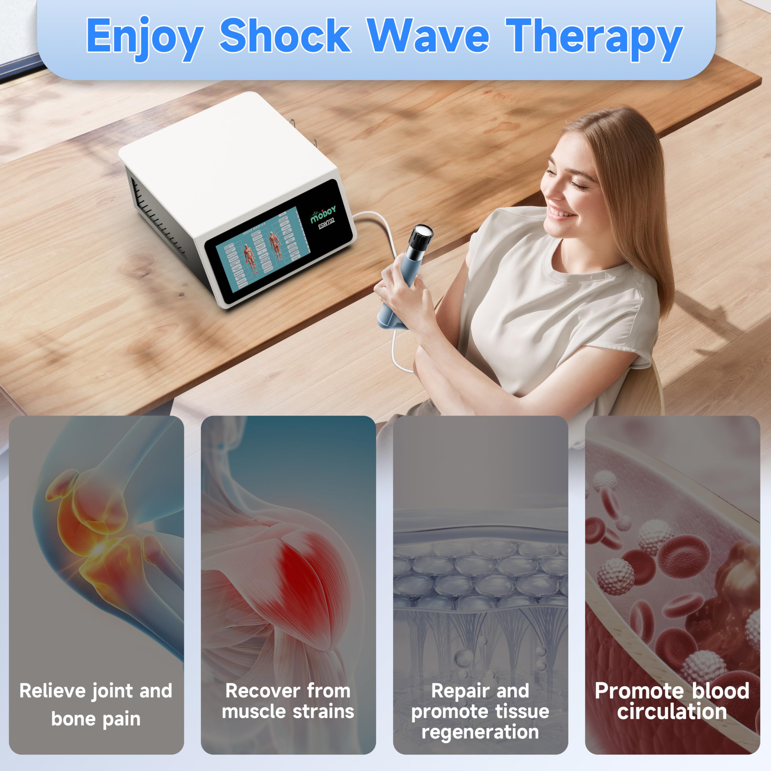 2025 New Shockwave Therapy Machine for Joint & Muscle Pain Relief, Focused Shockwave Therapy, Non-Invasive Extracorporeal ESWT Shock Wave Therapy Device, Safe Use, Ideal for Home & Clinical Use(White)