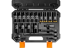BOEN Pro 20-Piece 1/2" Drive Deep Impact SAE Socket Set, 3/8"-1-1/4", CR-MO & CR-V Steel, Upgraded Torque & Durability, Inclu