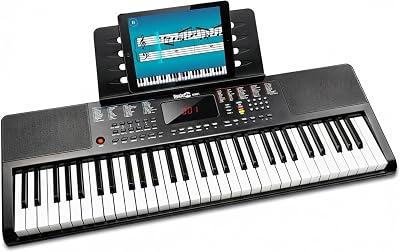 RockJam 61 Key Keyboard Piano with Stand Power Supply Simply Piano App