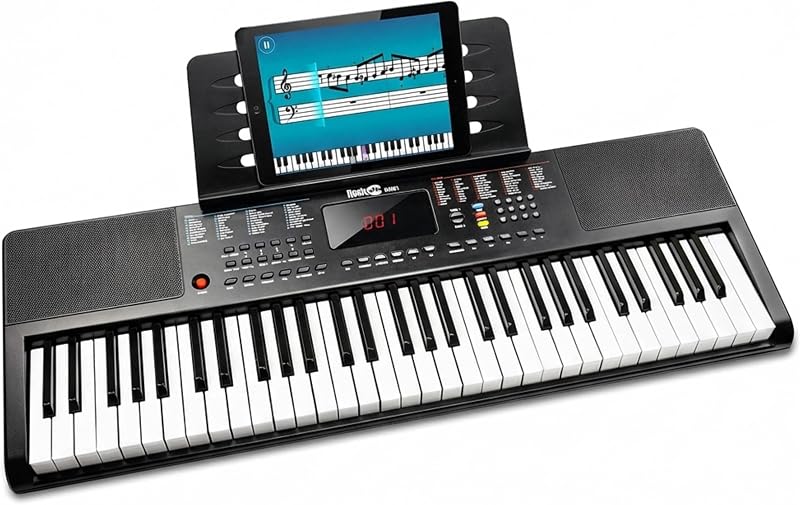 RockJam 61 Key Keyboard Piano with Stand Power Supply Simply Piano App