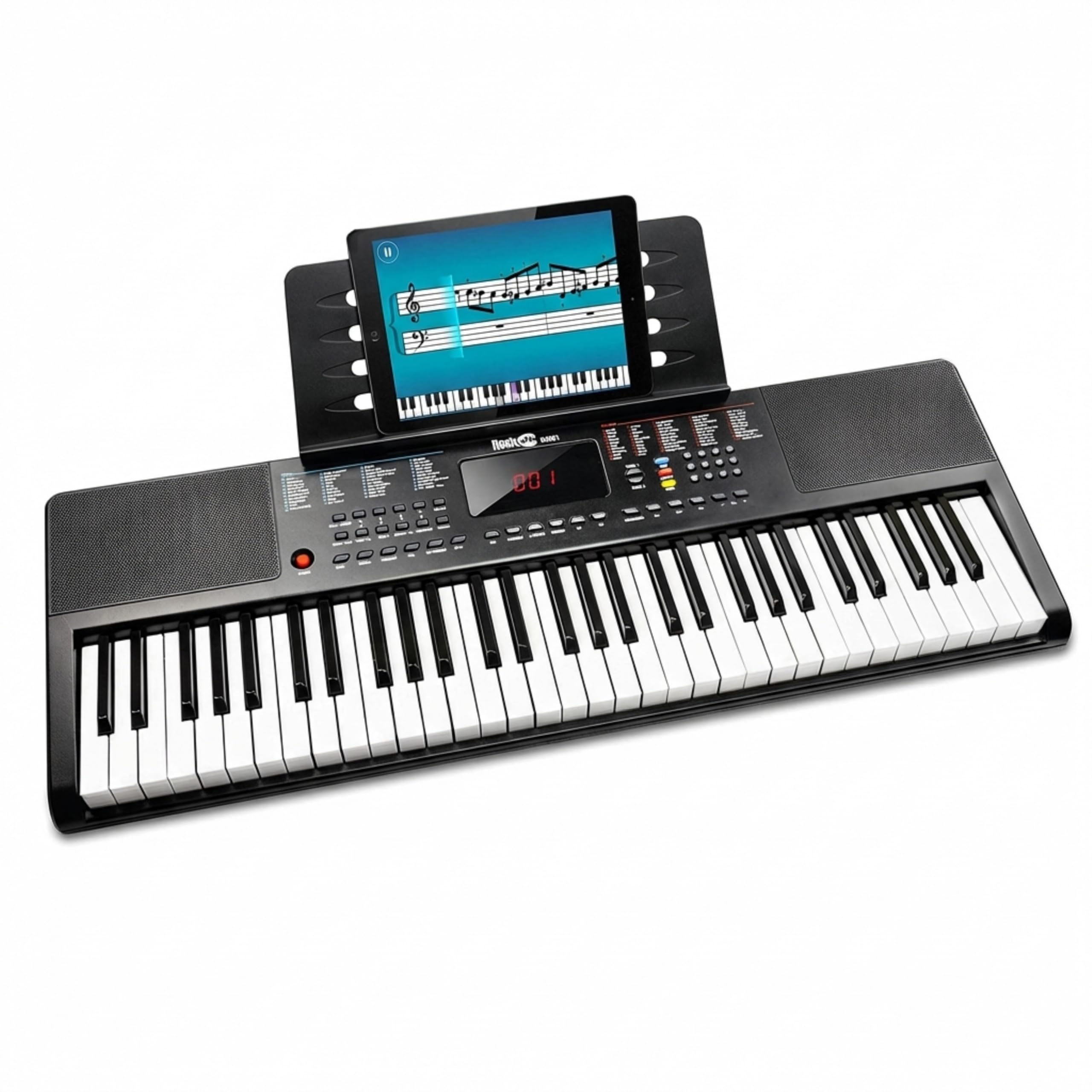 RockJam 61 Key Keyboard Piano with Stand, Power Supply & Simply Piano App – Portable Electric Keyboard for Beginners, Digital Music Keyboard with 200 Sounds, Rhythms, Recording & Piano Note Stickers