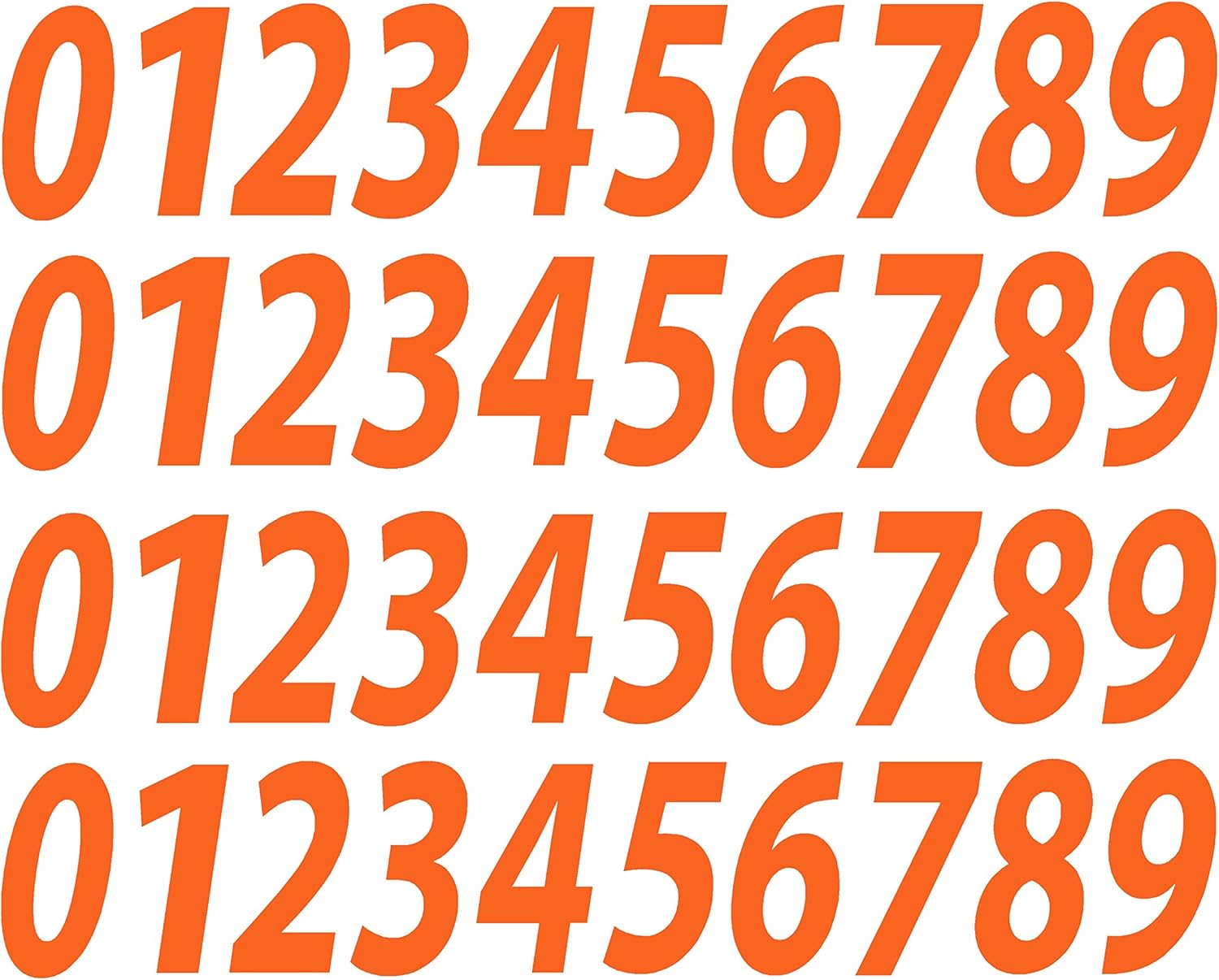 09 Numbers Orange Vinyl Sticker Decals Assorted Set of 40