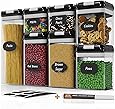 Chef's Path Airtight Food Storage Containers Set - 7 PC Set - Labels - For Kitchen Pantry Organization and Storage - BPA-Free - Clear Plastic Canisters for Flour, Cereal with Improved Lids