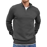 COOFANDY Men's Quarter Zip Up Pullover Slim Fit Lightweight Mock Neck Long Sleeve Sweaters