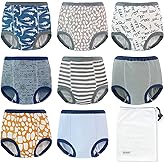 EZ Moms 8 Packs Potty Training Underwear Soft 100% Cotton Absorbent Toddler Training Underwear Boys Kid Confident Underpants for Boys 2T Reusable Leakproof Baby Pee Pants with Potty Sticker Chart