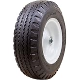 Marathon 8x2 Inch Flat Free Hand Truck Tire & Wheel Assembly - 2.375" Center Hub, 1/2" Bearings
