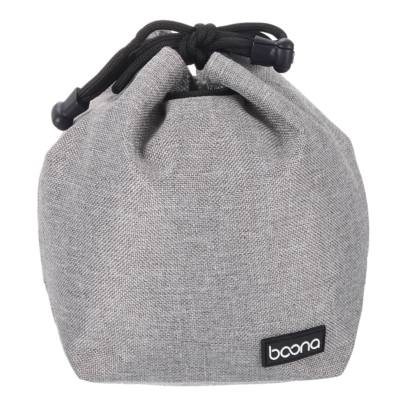 PATIKIL Soft Drawstring Lens Case, Lens Pouch Bag with Cotton Pad 3.94" x 3.94" Thick Fleece Cloth Camera Lens Bag for SLR Lens Water Cups, Grey