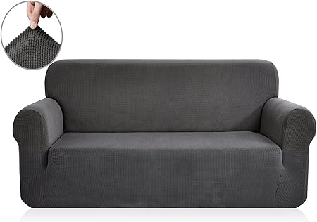 E Ebeta élastique Housses De Canapé Housses De Coussin Revêtement De Canapé Extensible Housses De Canapé à 3 Places Gris Foncé185 235 Cm