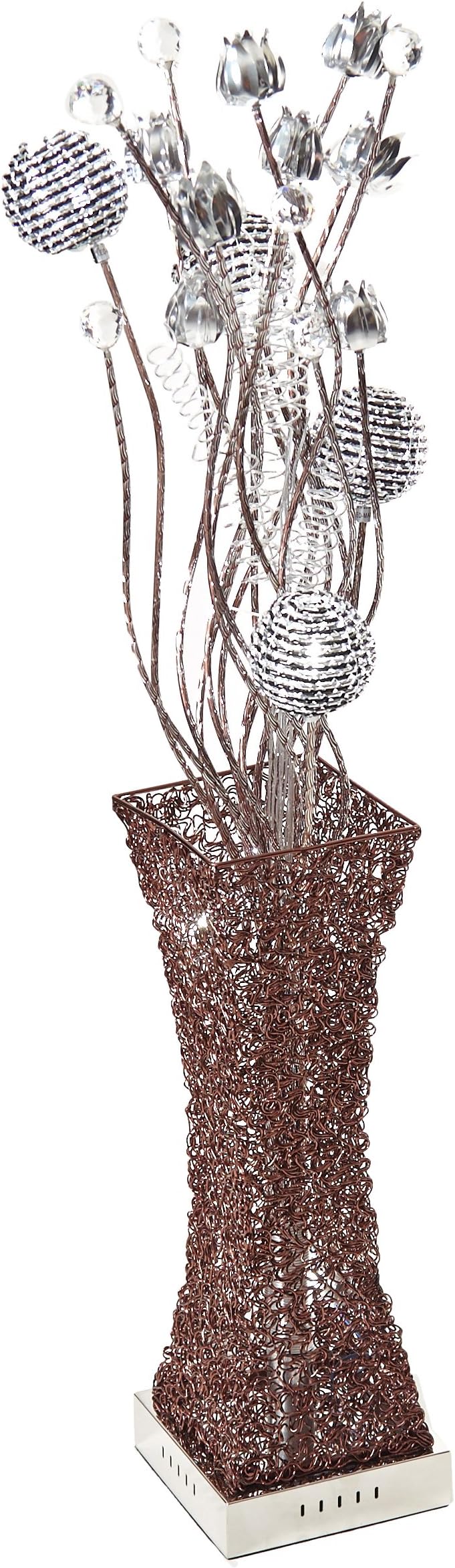 Arclite 7870-6F Floor Lamp with Crystals and Silver Flower Accents, 46" Height, Coffee