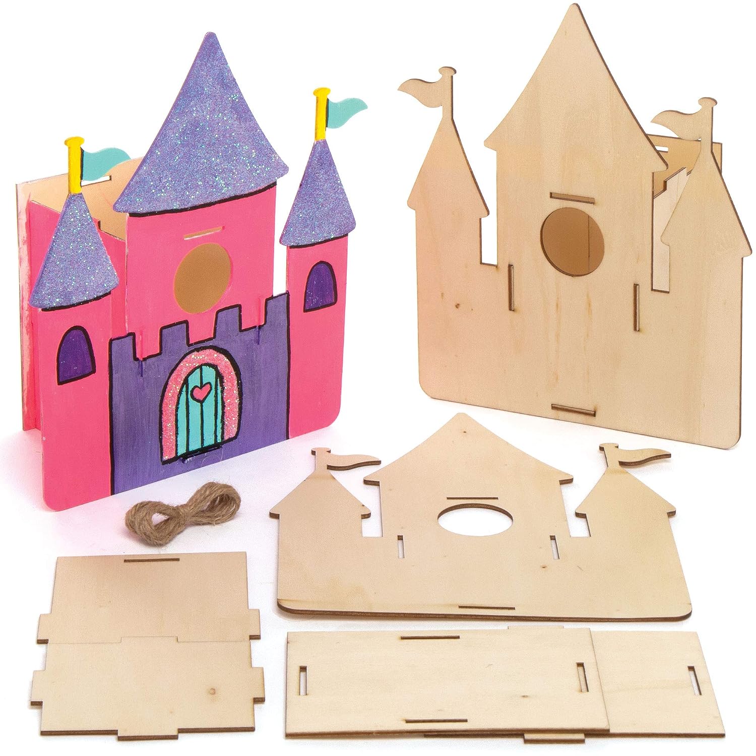Baker Ross AT996 Castle Wooden Birdhouse Kits, Pack of 2