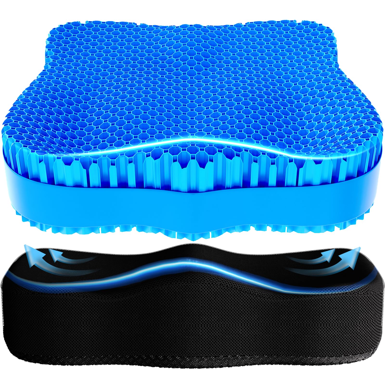Photo 1 of Gel Seat Cushion for Office Chair 3.54in Thick Ergonomic Gel Chair Cushion Seat Pad for Long Sitting Relieve Sciatica Back,Pressure Sore Ulcer Pain,Seat Cushion for Wheelchair Office Chairs Car Seats