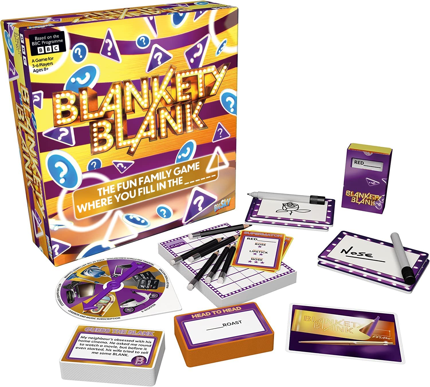 Blankety Blank Official Family Board Game | Fill in the Blanks & Match the Missing Words | Hilarious TV Party Quiz for Adults & Kids | 2+ Players