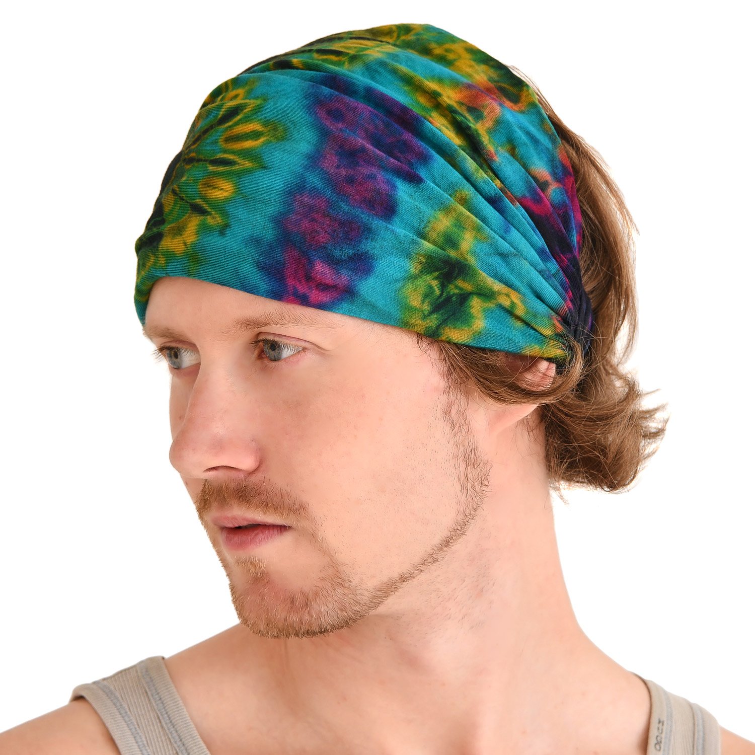 Casualbox | Tie-Dye Hippie Headband | Elastic Bandana | Head Cover Wrap for Men & Women | Psychedelic Flower Pattern | 60's 70's Retro Bohemian Boho A(Size: One Size) โ image 1