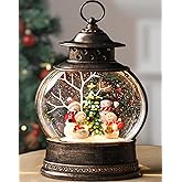 Gorrzai Snowman Snow Globe 12 Inch Christmas Snow Globe Lantern, Lighted Christmas Decorations Indoor for Home Light Up Musical Snowman Decor with Music Timer Swirling Glitter, USB or Battery Operated