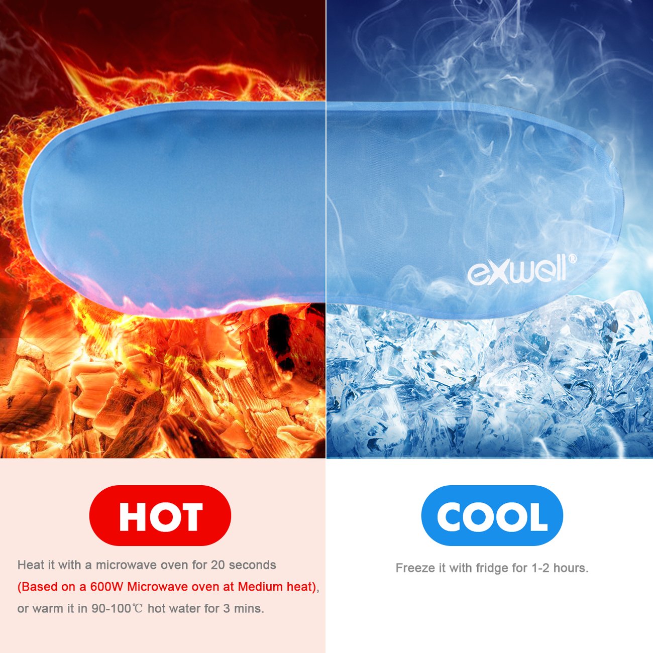 Eye Mask,Exwell Sleeping Mask With Strap for Hot/Cold Therapy,Reusable Gel Eye Mask for Reducing Puffiness,Dry eye,Fatigue,Bruises,Tension,Eyelid Glands,Itching