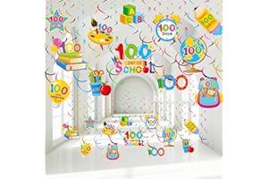 SUMIND 30 Pcs 100 Days of School Hanging Swirls, Colorful Happy 100th Day of School Foil Swirls Ceiling Decorations for Kids Kindergarten Preschool Primary High School Party Supplies Decor (Mixed Style)