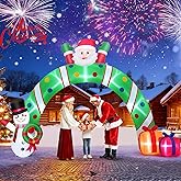 10.3Ft Christmas Inflatable Archway Outdoor Decoration, Blow up Giant Christmas Arch Tunnel with Inflatable Santa/Snowman/Gift Box, Outside Christmas Decorations for Yard Lawn Party Xmas Shopping Mall