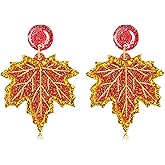 FAMARINE Thanksgiving Earrings Maple Leaf Earrings for Women Autumn Fall Maple Leaf Dangle Jewelry