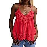 Ardrem Women Adjustable Spaghetti Straps Lace Camisole Tops Scalloped Hem Racerback Tank Top Sleeveless Sheer Shirts Blouse
