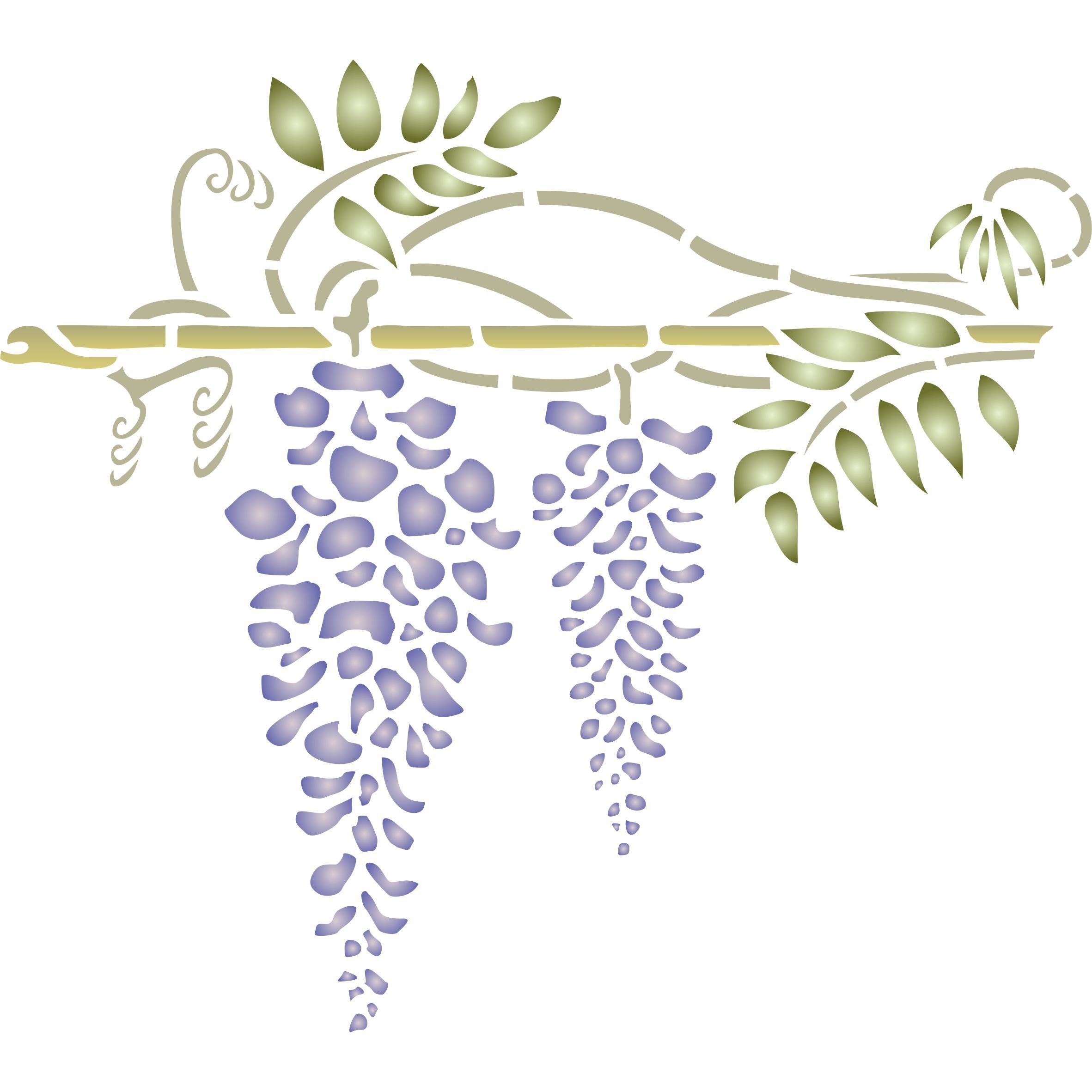 Wisteria Stencil - 25.5 x 21.5cm (M) - Reusable Flower Border Wall Stencil Template