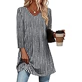OFEEFAN 3/4 Length Sleeve Womens Tops Dressy Casual Plus Size Tunics to Wear with Leggings