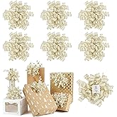 AIMUDI White Curly Bows for Gift Wrapping 5'' Christmas Burst Bows with Gold Edge Cotton Self Adhesive Gift Bows for Presents, Treat Bags, Wine Bottles Holiday Decorations - 6 Counts