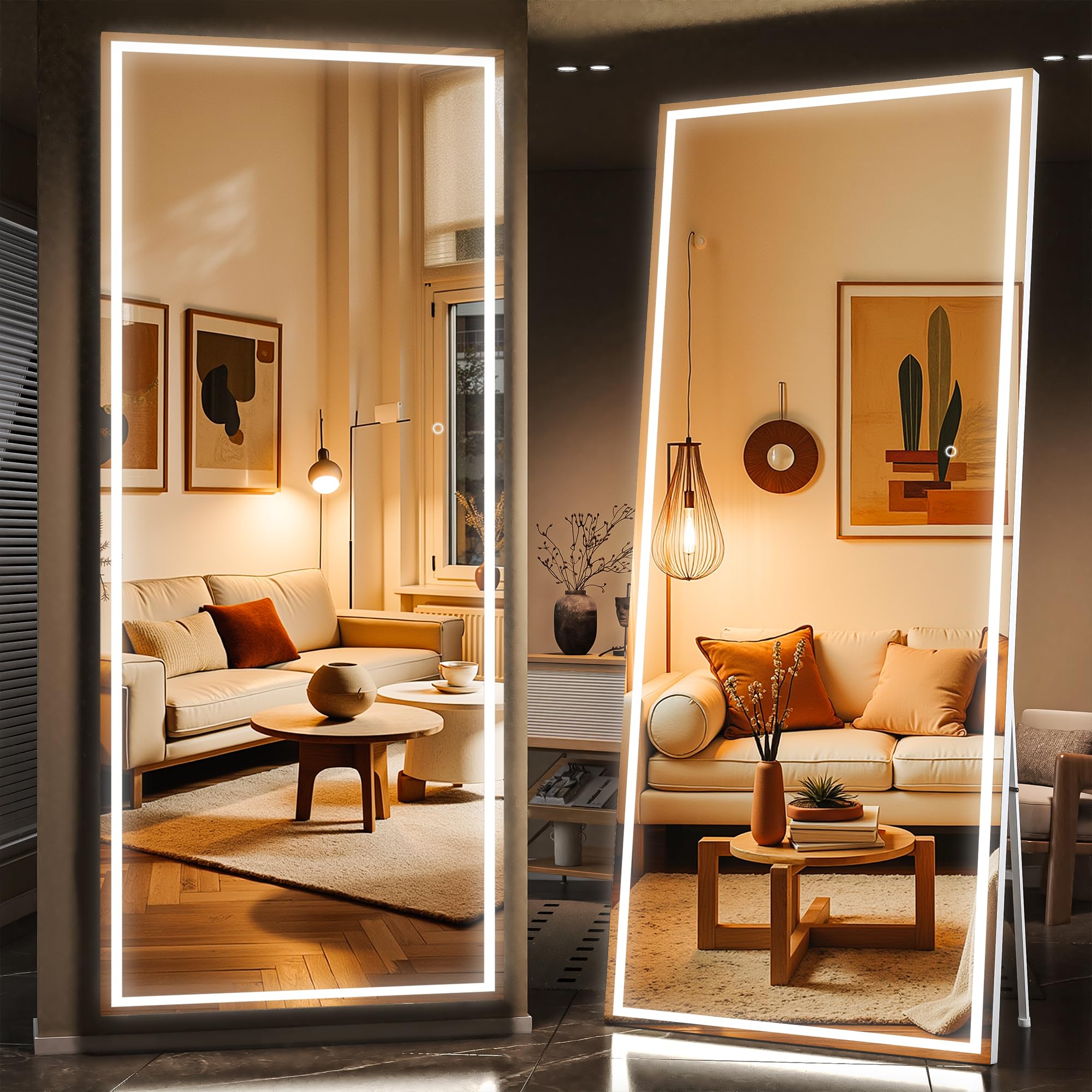 Photo 1 of ***FACTORY SEALED***OPENED FOR INSPECTION******TRUCK/TRAILER PICKUP ONLY***
WINNICE Full Length Mirror with Lights, 83" x 36" Large LED Lighted Floor Standing Body Mirror, Dimmable & 3 Color Lighting for Bedroom, Cloakroom, Dressing Room, Tempered Glass, 